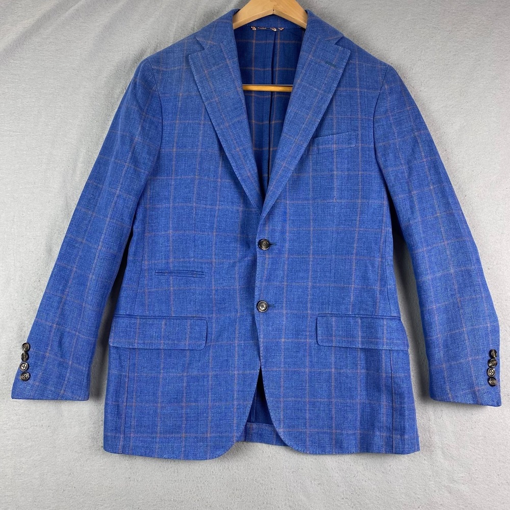 Eredi Pisano US 40 Slim Fit Plaid Blazer sports coat tollegno ice Linen